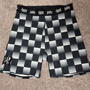 YITTY Black and Gray Checkered Athletic Shorts
